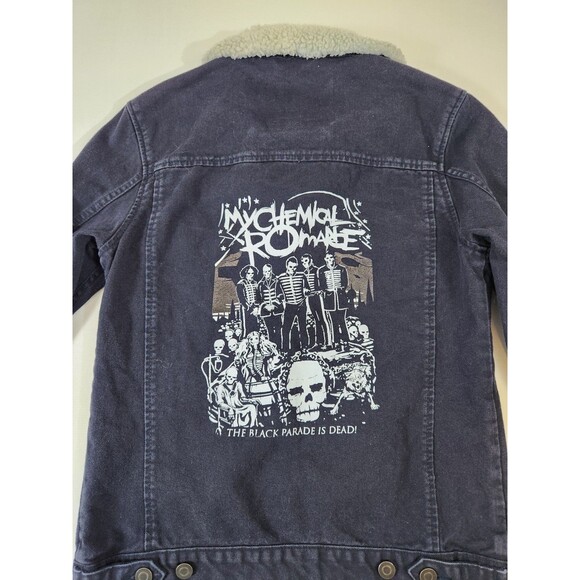 Next Women/Mens Small Navy Jean Jacket My Chemical Romance Black Parade Sherpa - Picture 11 of 11